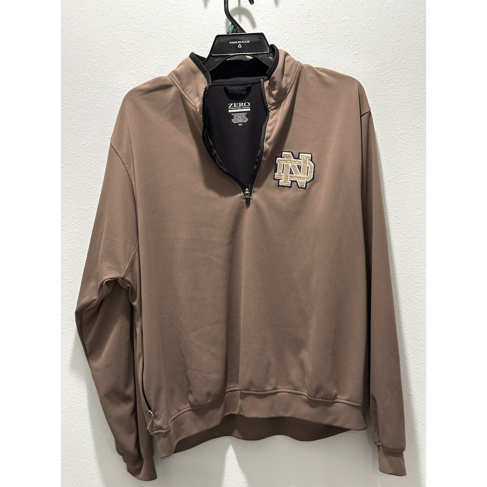 Zero Restriction Notre Dame Fighting Irish Quarter Zip Pullover Brown XXL Golf